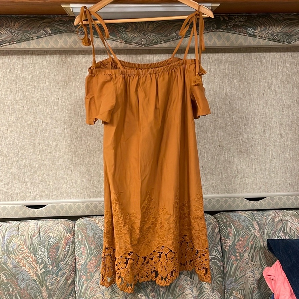 Madewell Rust Orange Off-Shoulder Mini A-line Dress S